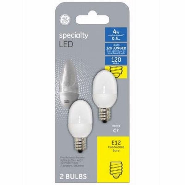 Current GE C7 E12 (Candelabra) LED Bulb Soft White 4 Watt Equivalence 2 pk 12315 - main